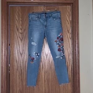 Abercrombie Floral Embroidered Jeans